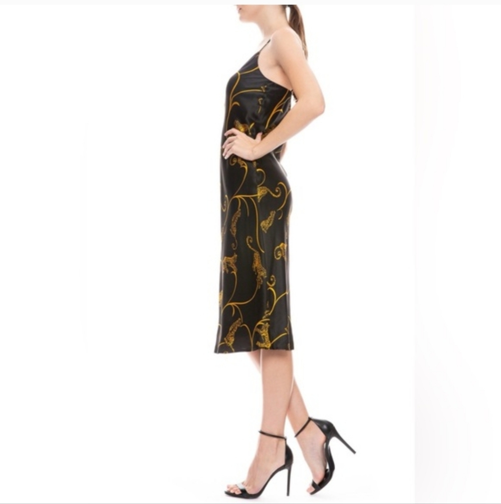 L'AGENCE Jodie Tiger Print Silk Slip Dress - Picture 2 of 16